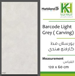 Picture of Indian Matt Porcelain tile 60x120cm Barcode Light Grey ( Carving)